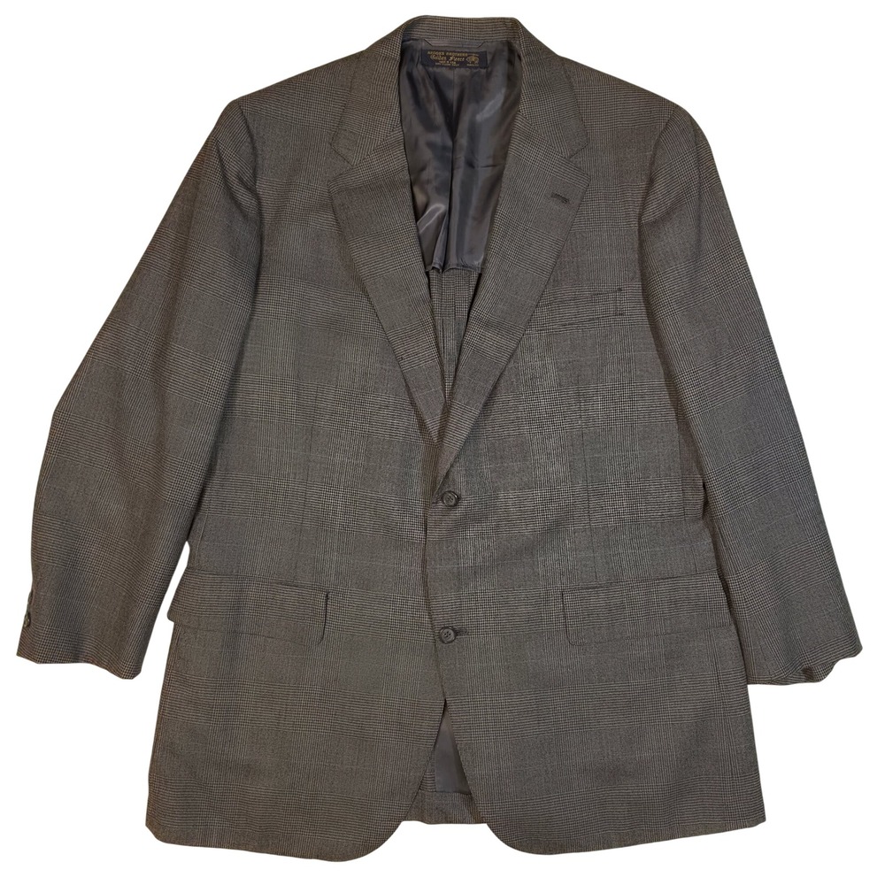 Brooks Brothers Golden Fleece Mens Grey Glen Plaid Blazer Sport Coat Made in USA